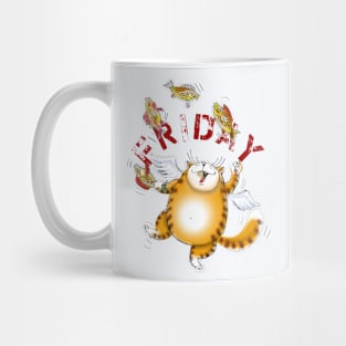 Friday Happy Angel Cat With Fish Meal Mug